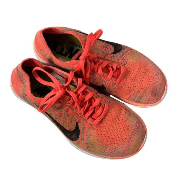 Nike Free 4.0 Flyknit Orange Hot Lava Fuchsia Running Shoes Women's Size 7.5 - Picture 3 of 13